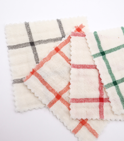 【25SS-066】チェックプリントトリプルガーゼ　/0.5ｙあたり=～1025円