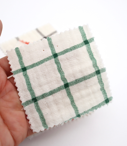 【25SS-066】チェックプリントトリプルガーゼ　/0.5ｙあたり=～1025円