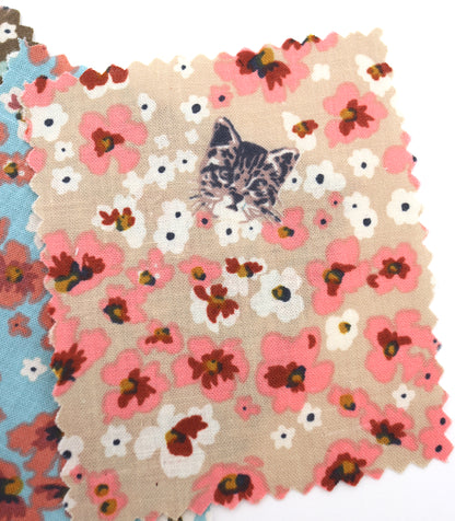 【25SS-230】小花にうもれるねこちゃんプリント綿ローン　/0.5ｙあたり = ～805円
