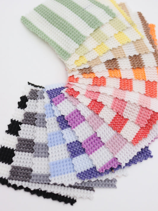 韓国生地　ワッフル生地　ボーダー生地