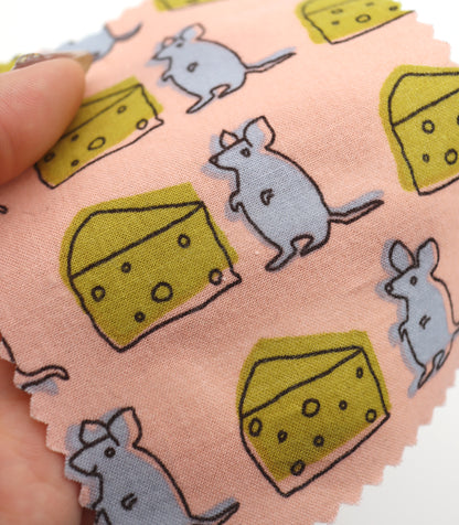 【25SS-227】ネズミさん×チーズプリント綿ローン　/0.5ｙあたり = ～805円