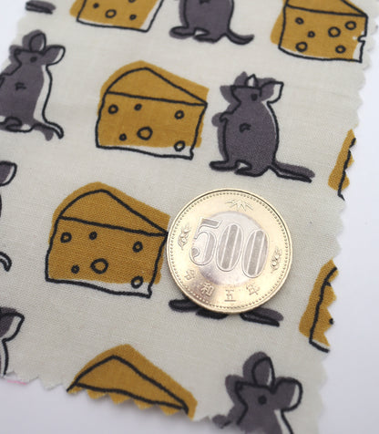 【25SS-227】ネズミさん×チーズプリント綿ローン　/0.5ｙあたり = ～805円