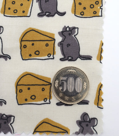 【25SS-227】ネズミさん×チーズプリント綿ローン　/0.5ｙあたり = ～805円