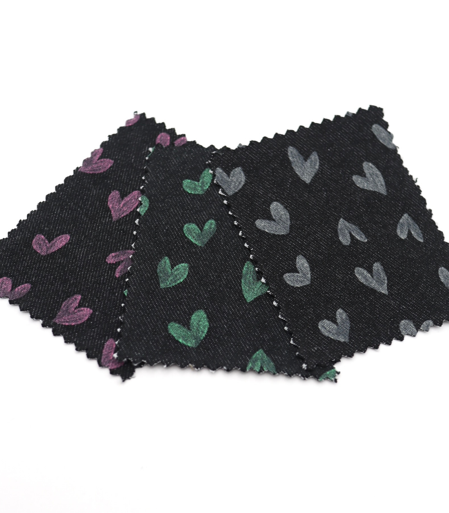 【25SS-058】スケッチ風ハートプリントデニム　/0.5ｙあたり=～1055円