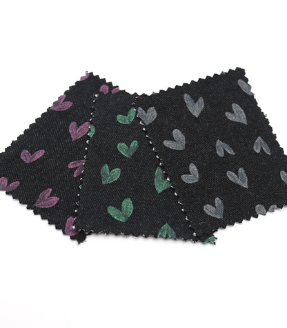 【25SS-058】スケッチ風ハートプリントデニム　/0.5ｙあたり=～1055円