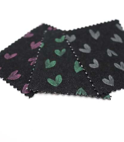 【25SS-058】スケッチ風ハートプリントデニム　/0.5ｙあたり=～1055円