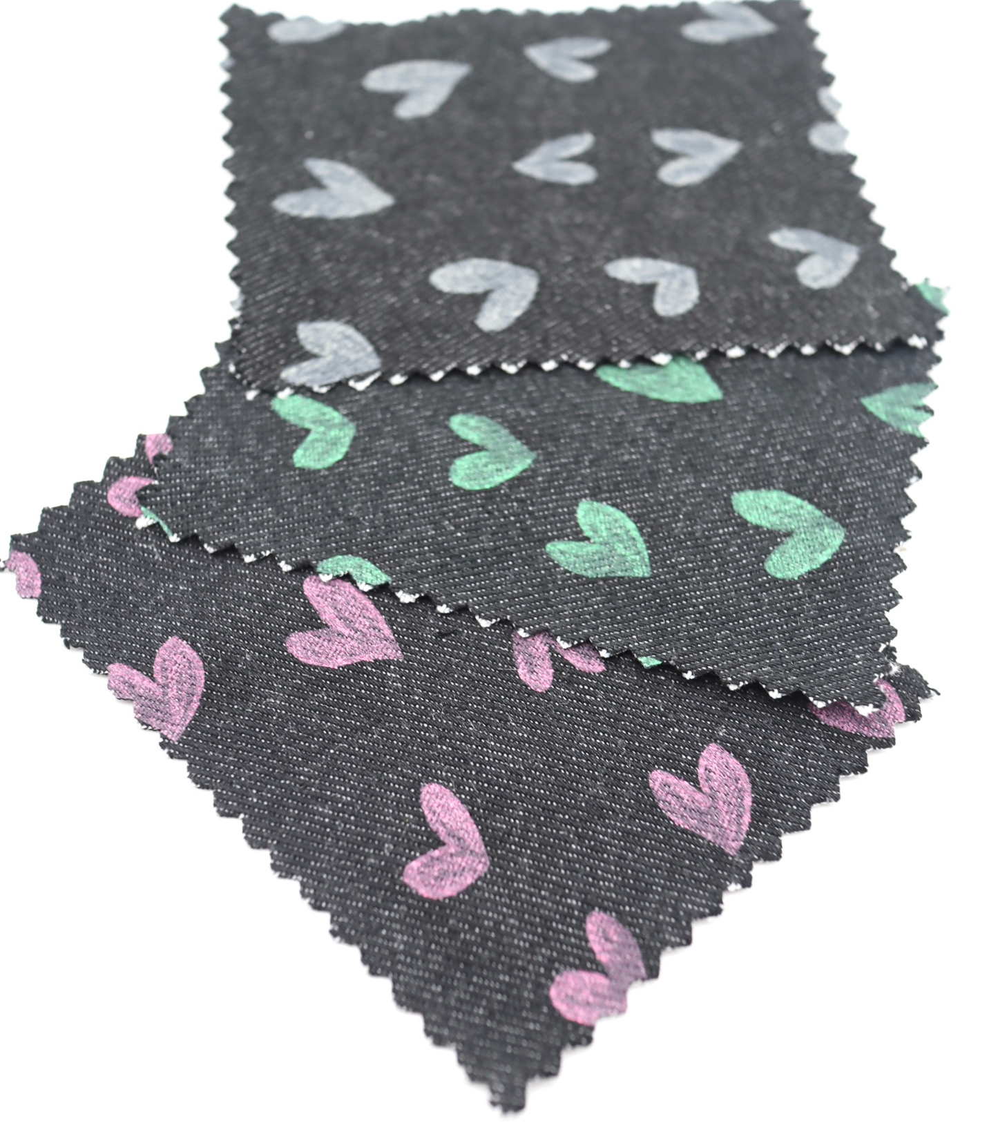 【25SS-058】スケッチ風ハートプリントデニム　/0.5ｙあたり=～1055円