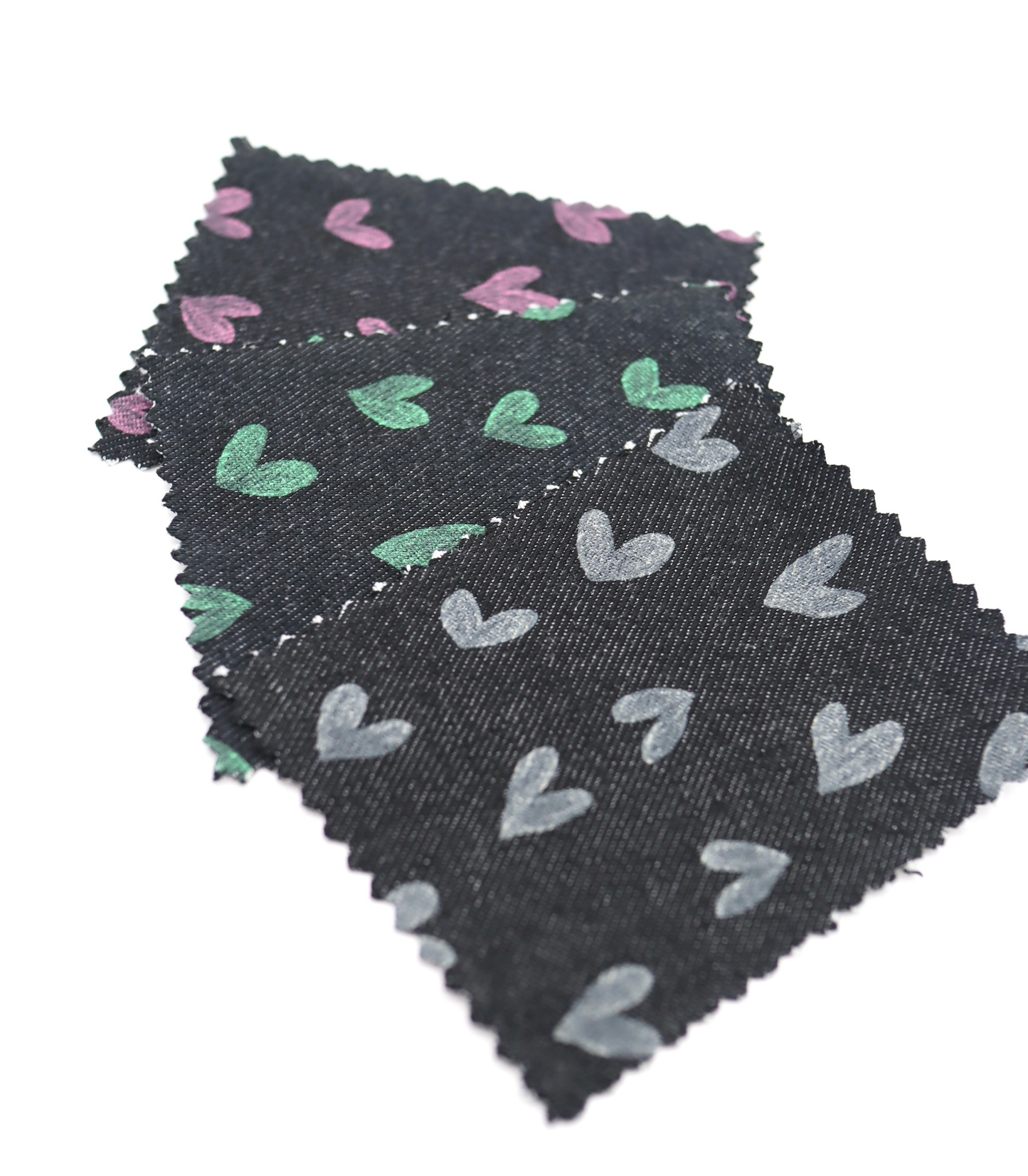 【25SS-058】スケッチ風ハートプリントデニム　/0.5ｙあたり=～1055円