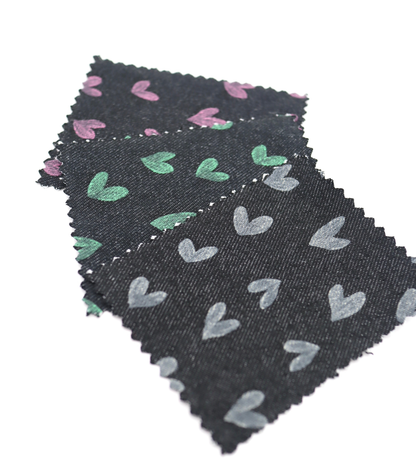 【25SS-058】スケッチ風ハートプリントデニム　/0.5ｙあたり=～1055円