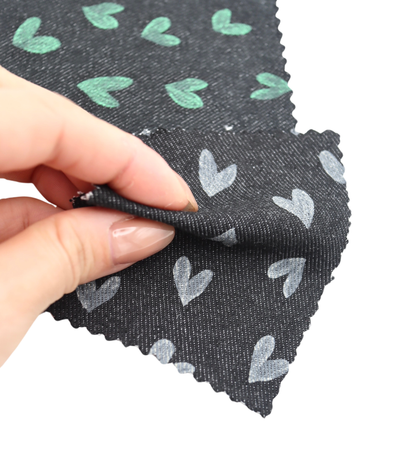 【25SS-058】スケッチ風ハートプリントデニム　/0.5ｙあたり=～1055円