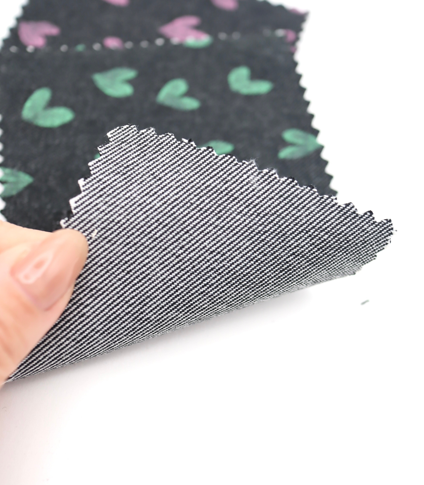 【25SS-058】スケッチ風ハートプリントデニム　/0.5ｙあたり=～1055円