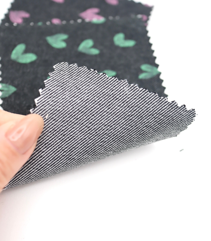 【25SS-058】スケッチ風ハートプリントデニム　/0.5ｙあたり=～1055円