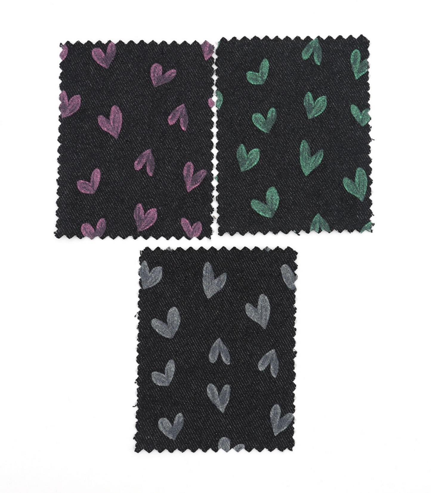 【25SS-058】スケッチ風ハートプリントデニム　/0.5ｙあたり=～1055円