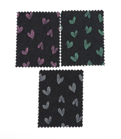 【25SS-058】スケッチ風ハートプリントデニム　/0.5ｙあたり=～1055円