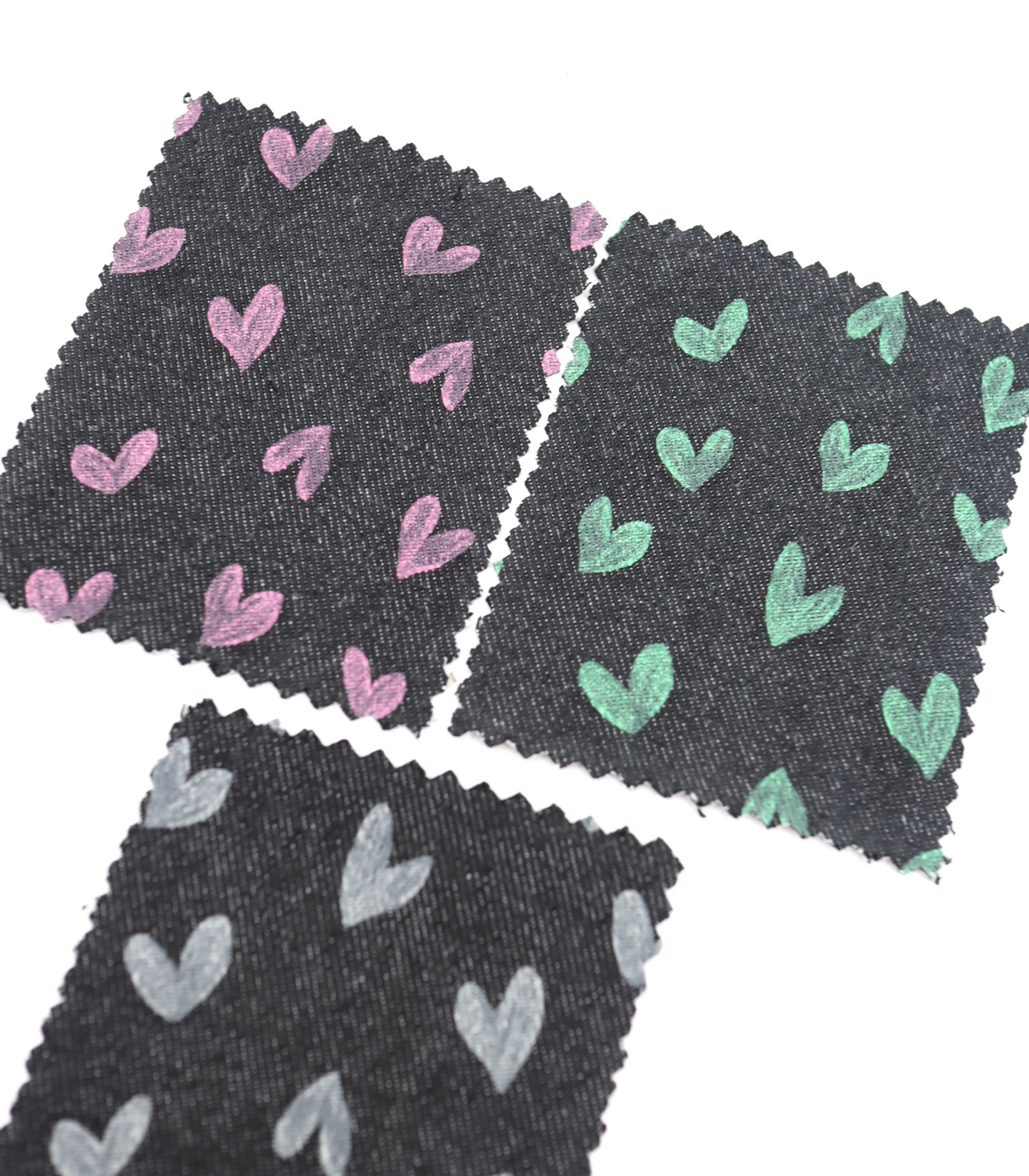 【25SS-058】スケッチ風ハートプリントデニム　/0.5ｙあたり=～1055円