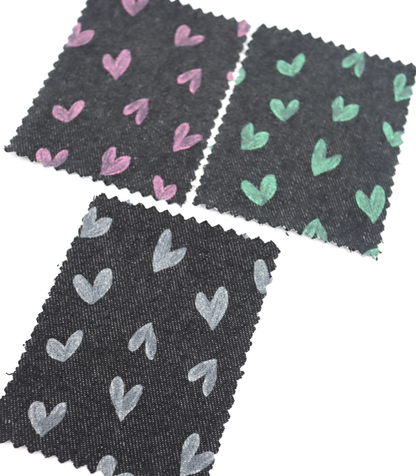 【25SS-058】スケッチ風ハートプリントデニム　/0.5ｙあたり=～1055円