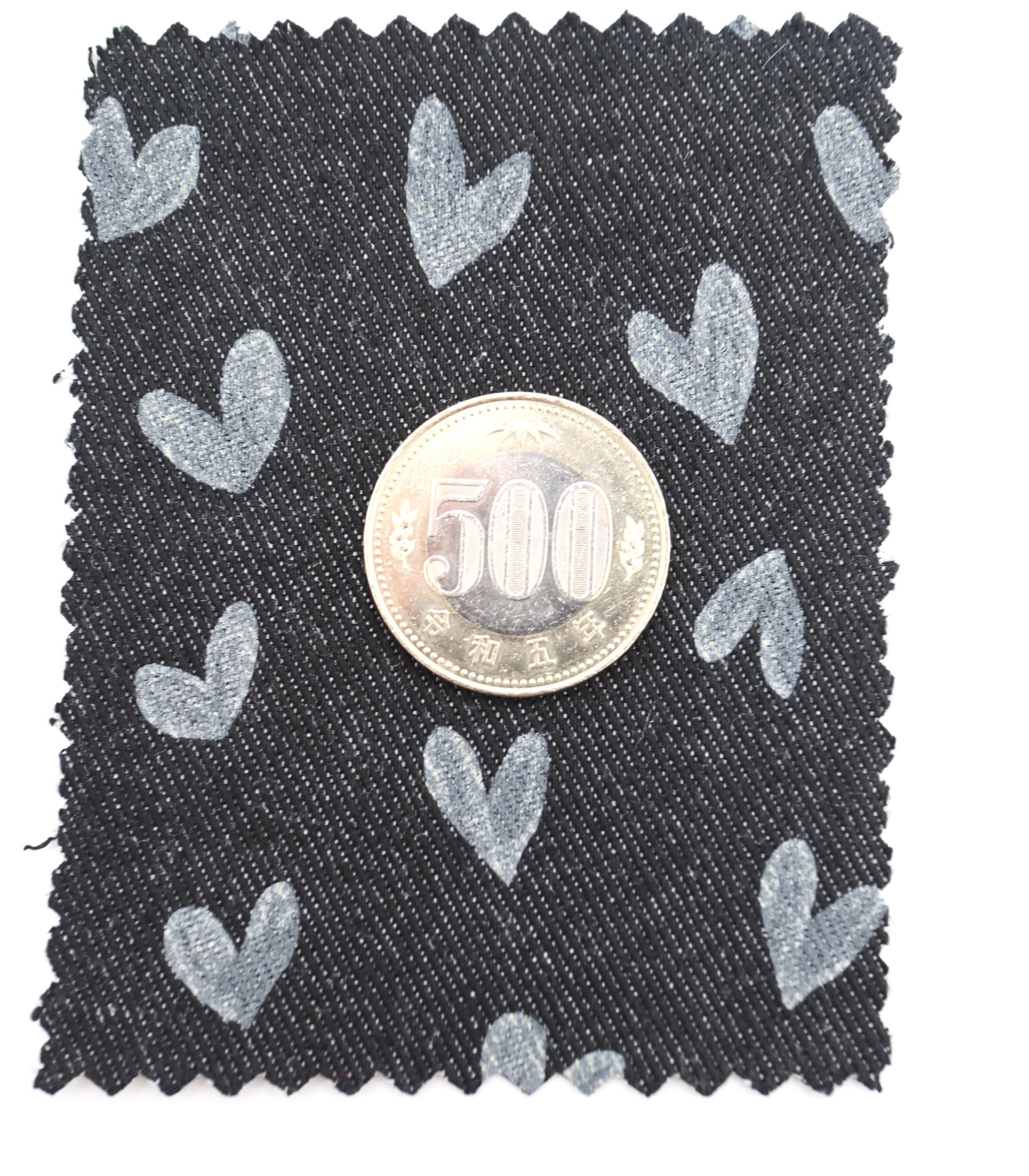 【25SS-058】スケッチ風ハートプリントデニム　/0.5ｙあたり=～1055円