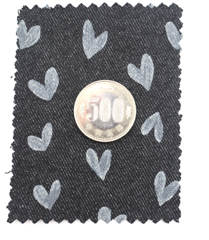 【25SS-058】スケッチ風ハートプリントデニム　/0.5ｙあたり=～1055円
