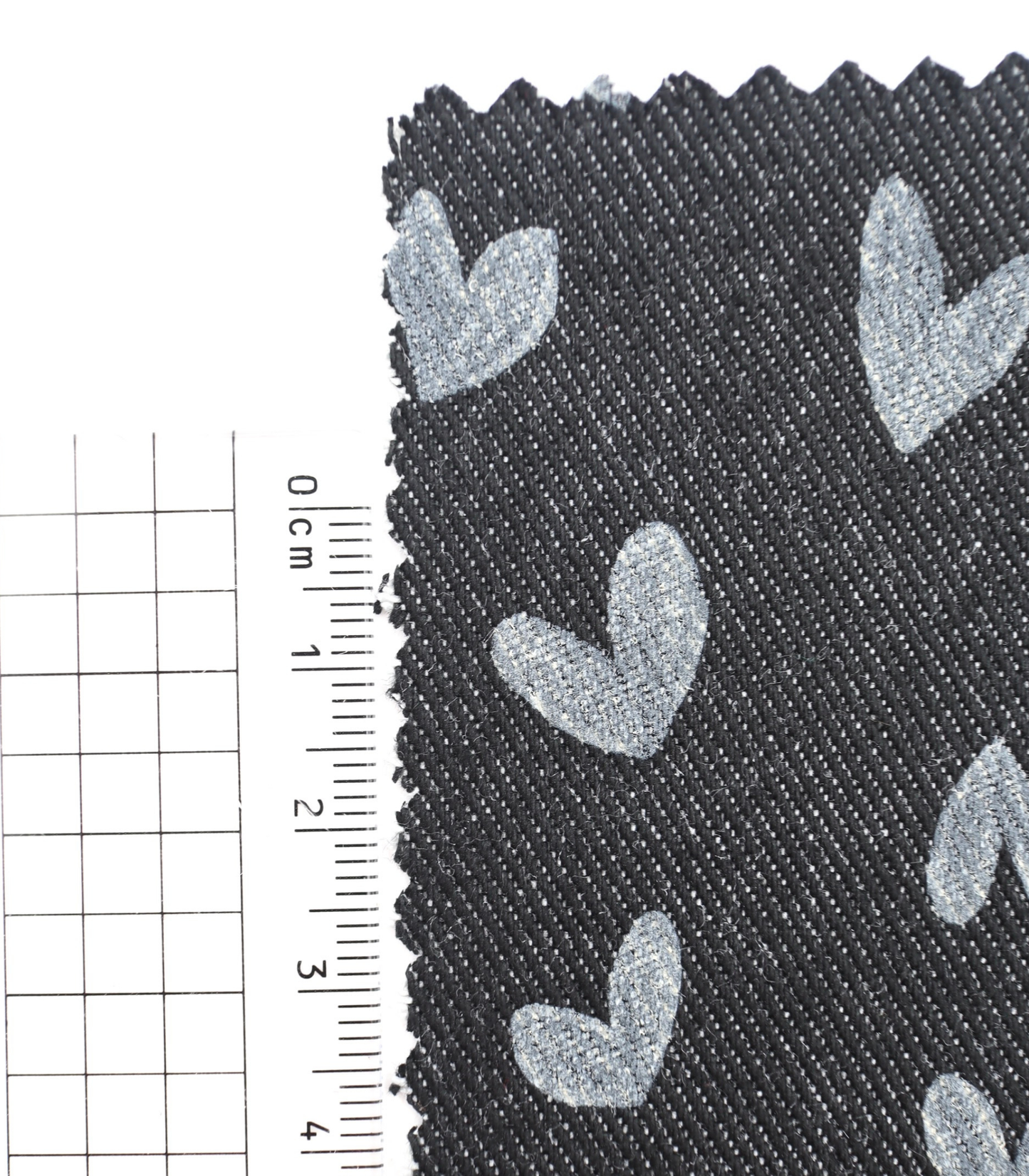 【25SS-058】スケッチ風ハートプリントデニム　/0.5ｙあたり=～1055円