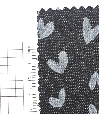 【25SS-058】スケッチ風ハートプリントデニム　/0.5ｙあたり=～1055円