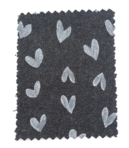 【25SS-058】スケッチ風ハートプリントデニム　/0.5ｙあたり=～1055円
