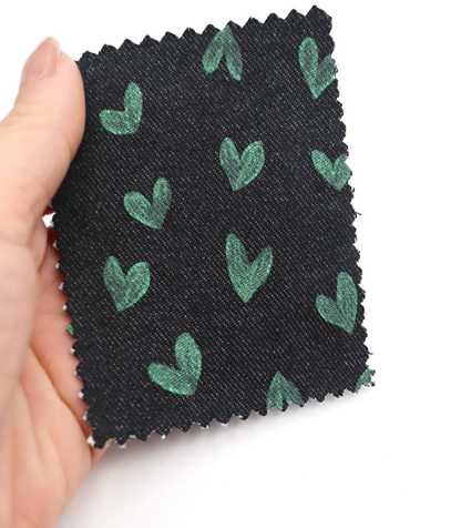 【25SS-058】スケッチ風ハートプリントデニム　/0.5ｙあたり=～1055円