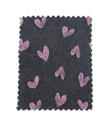 【25SS-058】スケッチ風ハートプリントデニム　/0.5ｙあたり=～1055円