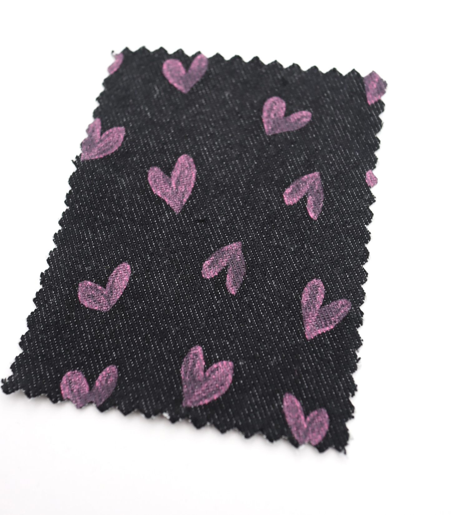 【25SS-058】スケッチ風ハートプリントデニム　/0.5ｙあたり=～1055円