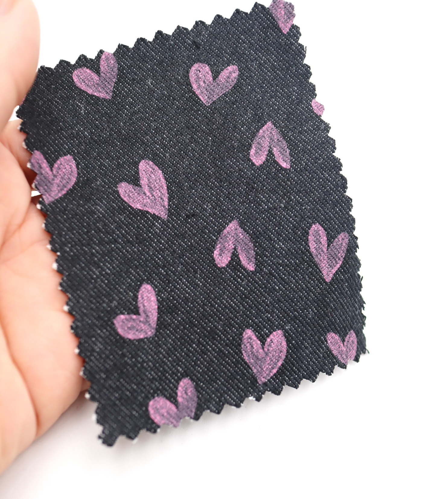 【25SS-058】スケッチ風ハートプリントデニム　/0.5ｙあたり=～1055円