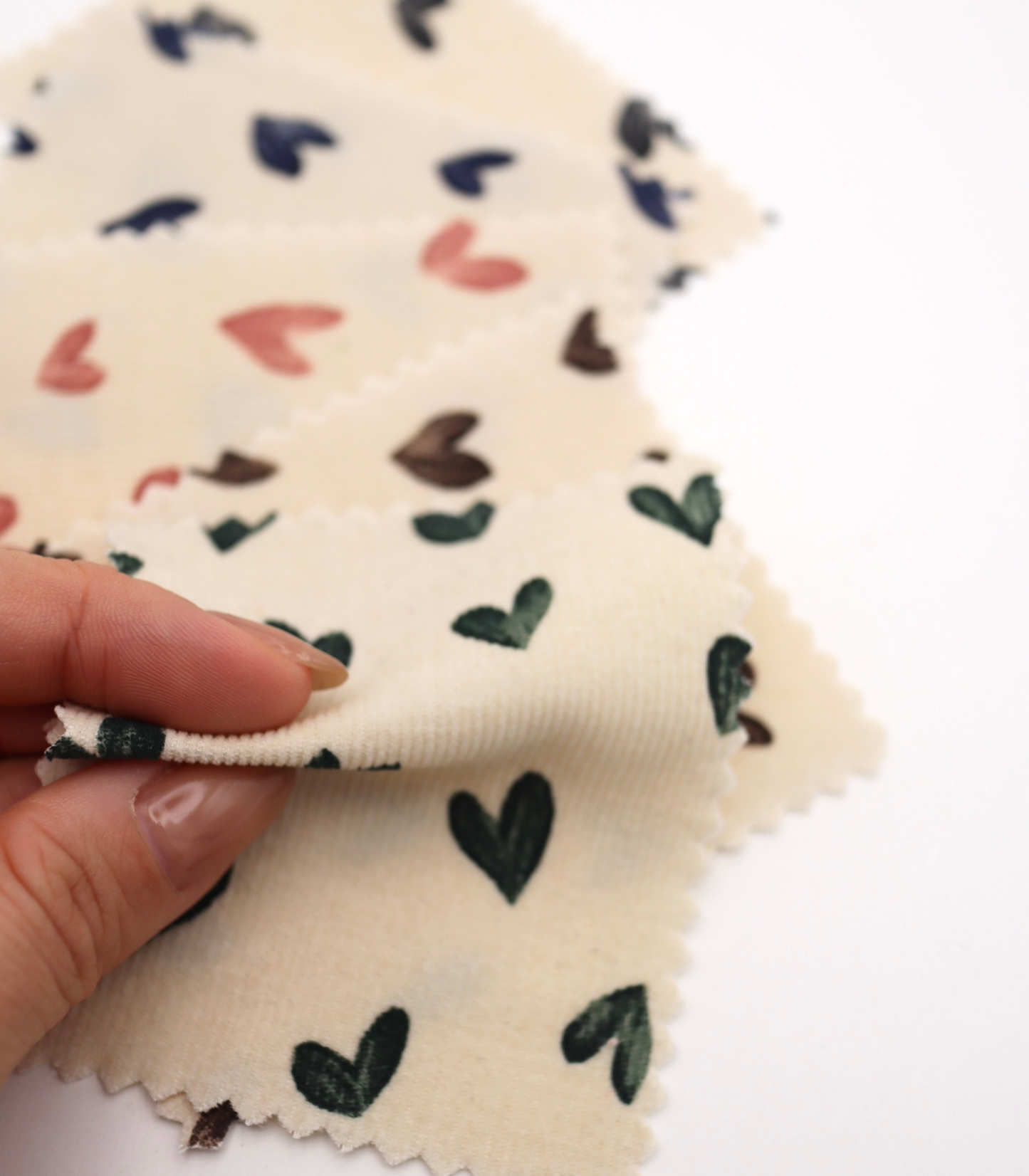 【25SS-008】スケッチ風ハートプリントコーデュロイ　/0.5ｙあたり=～940円