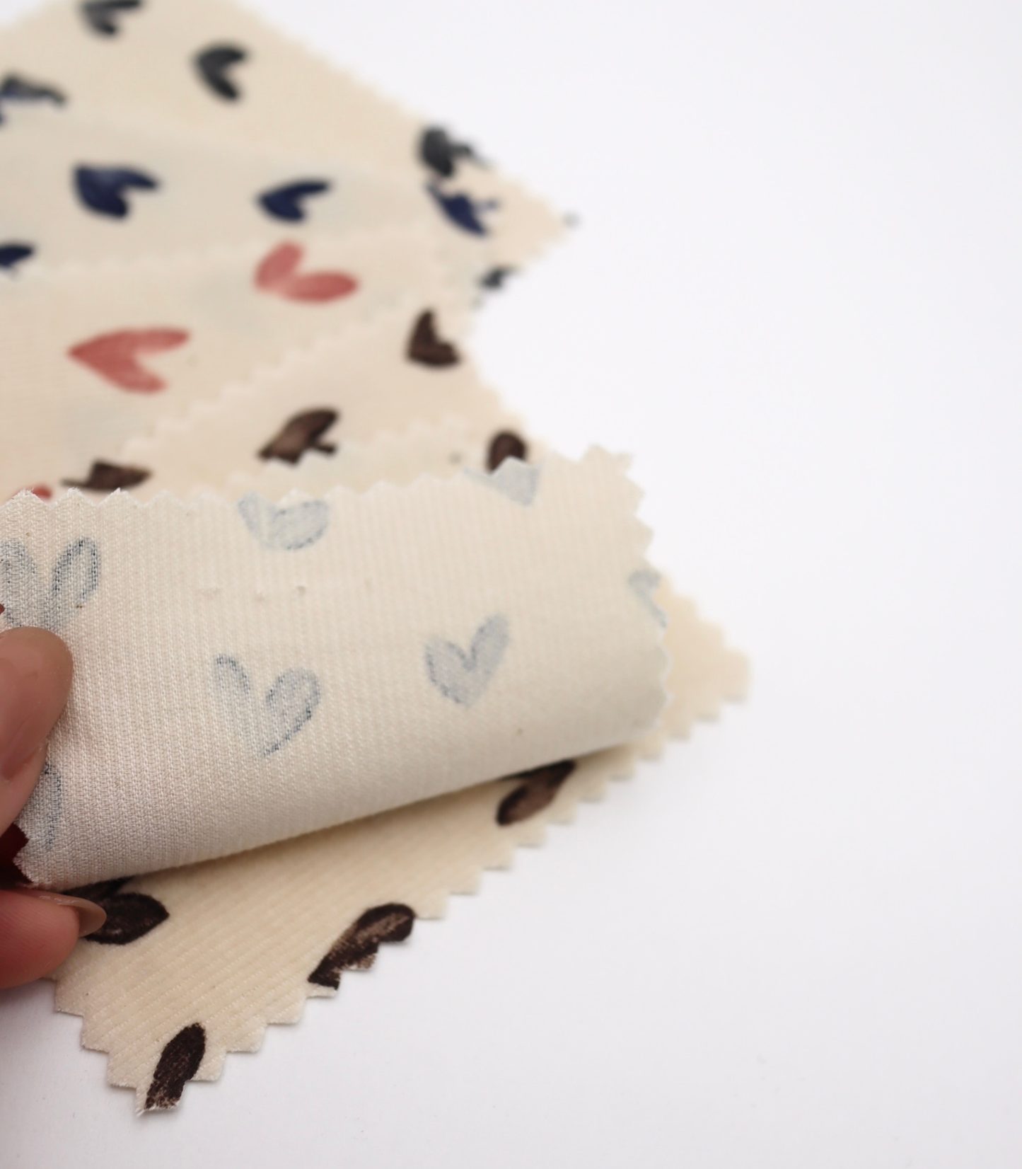 【25SS-008】スケッチ風ハートプリントコーデュロイ　/0.5ｙあたり=～940円