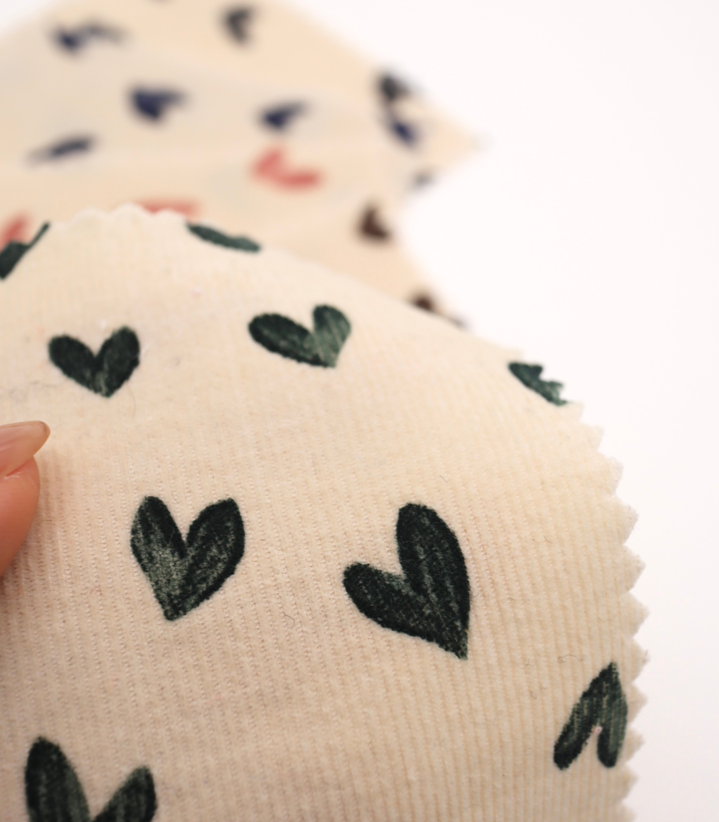 【25SS-008】スケッチ風ハートプリントコーデュロイ　/0.5ｙあたり=～940円