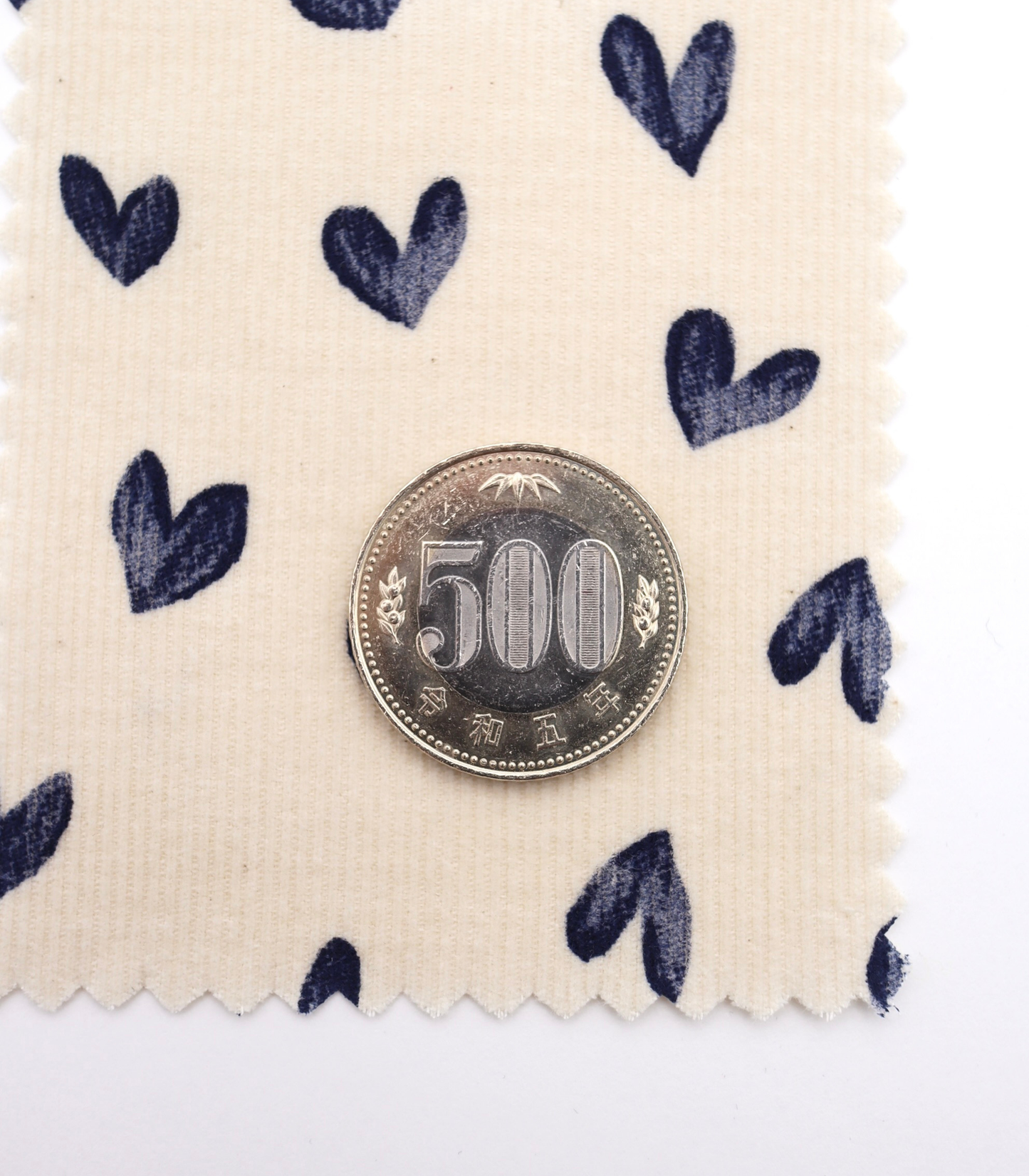 【25SS-008】スケッチ風ハートプリントコーデュロイ　/0.5ｙあたり=～940円