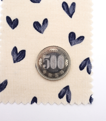 【25SS-008】スケッチ風ハートプリントコーデュロイ　/0.5ｙあたり=～940円