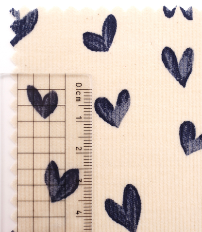 【25SS-008】スケッチ風ハートプリントコーデュロイ　/0.5ｙあたり=～940円