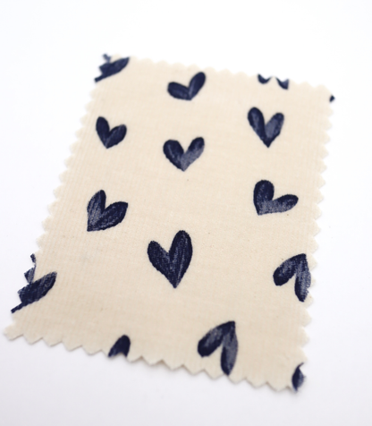 【25SS-008】スケッチ風ハートプリントコーデュロイ　/0.5ｙあたり=～940円