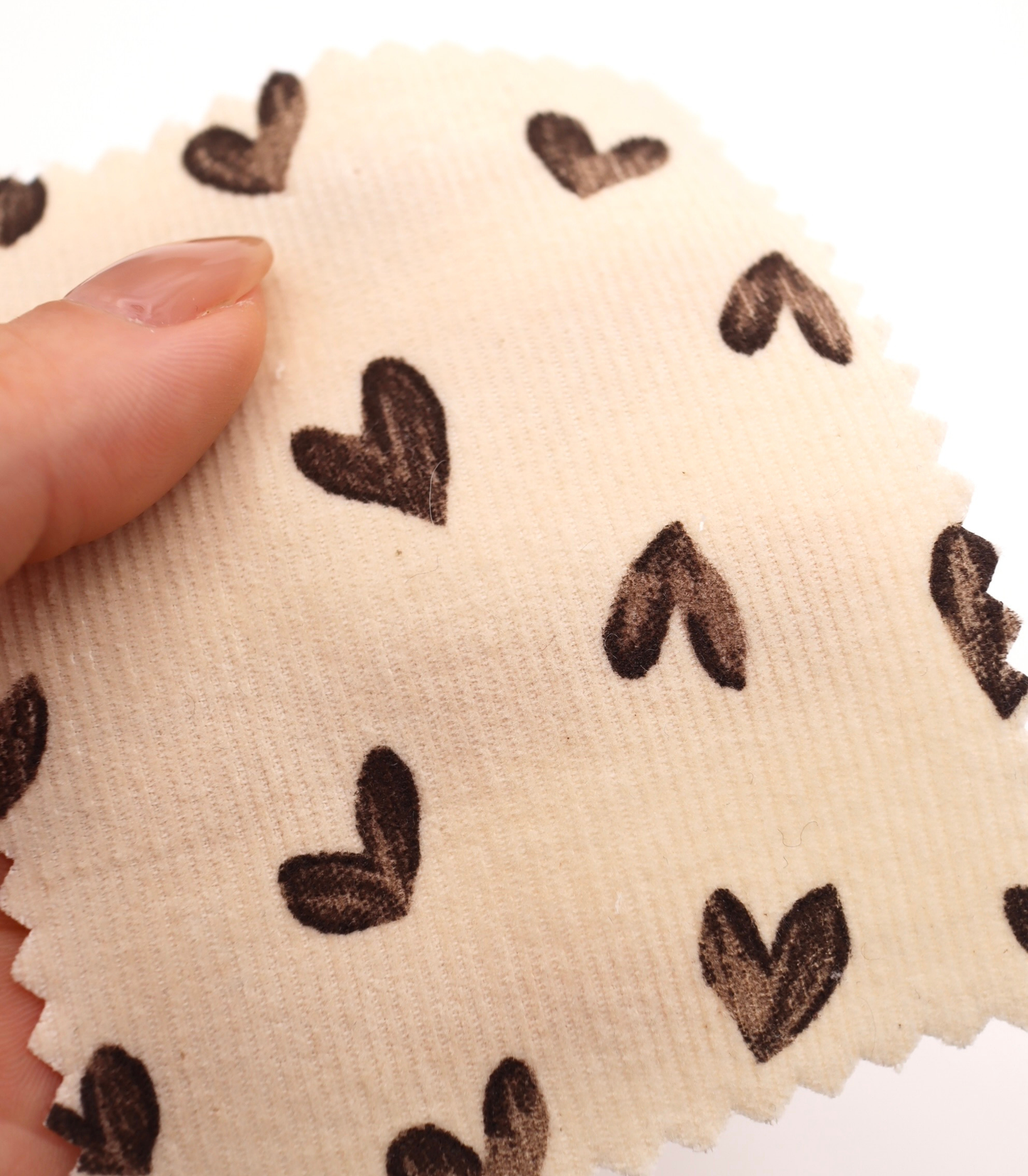 【25SS-008】スケッチ風ハートプリントコーデュロイ　/0.5ｙあたり=～940円