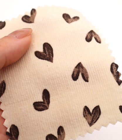 【25SS-008】スケッチ風ハートプリントコーデュロイ　/0.5ｙあたり=～940円