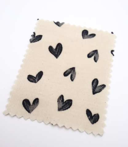 【25SS-008】スケッチ風ハートプリントコーデュロイ　/0.5ｙあたり=～940円