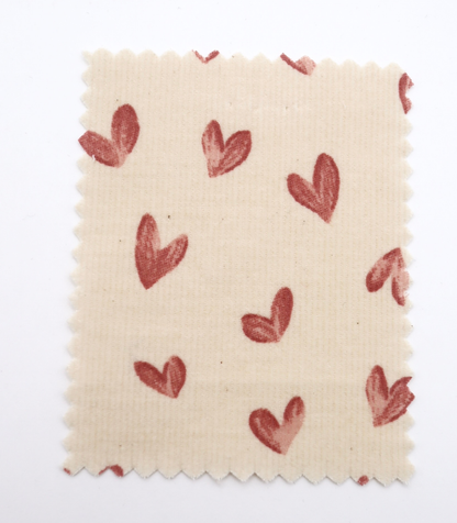 【25SS-008】スケッチ風ハートプリントコーデュロイ　/0.5ｙあたり=～940円