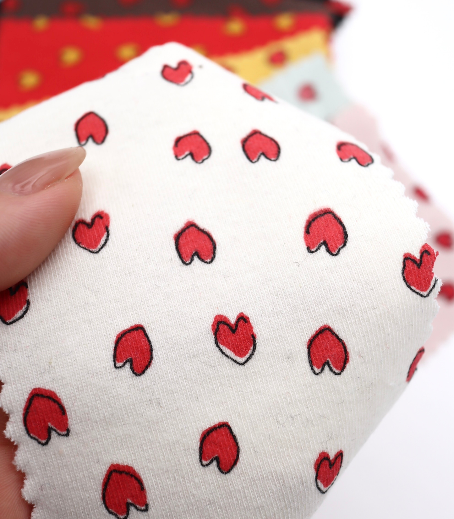 【25SS-030】らくがき風ハートプリントフライス　/0.5ｙあたり=～900円