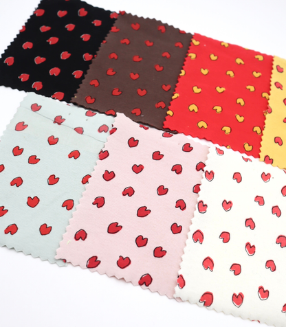 【25SS-030】らくがき風ハートプリントフライス　/0.5ｙあたり=～900円