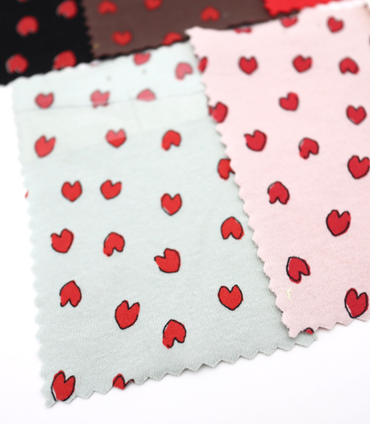 【25SS-030】らくがき風ハートプリントフライス　/0.5ｙあたり=～900円