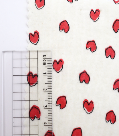 【25SS-030】らくがき風ハートプリントフライス　/0.5ｙあたり=～900円