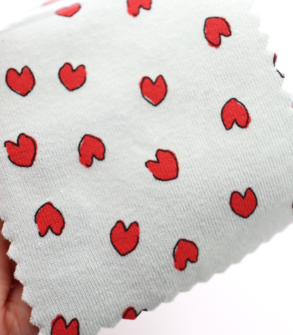 【25SS-030】らくがき風ハートプリントフライス　/0.5ｙあたり=～900円