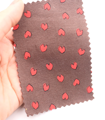 【25SS-030】らくがき風ハートプリントフライス　/0.5ｙあたり=～900円