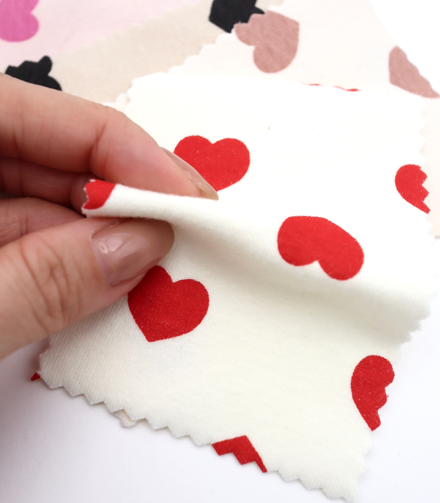 【25SS-034】ハートプリントベアフライス　/0.5ｙあたり=～1095円