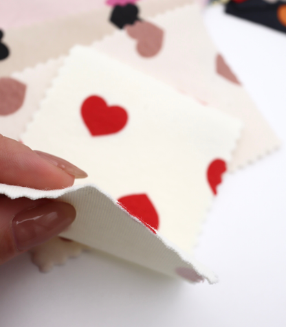 【25SS-034】ハートプリントベアフライス　/0.5ｙあたり=～1095円