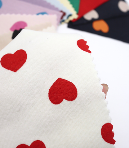 【25SS-034】ハートプリントベアフライス　/0.5ｙあたり=～1095円