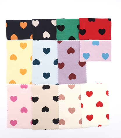 【25SS-034】ハートプリントベアフライス　/0.5ｙあたり=～1095円